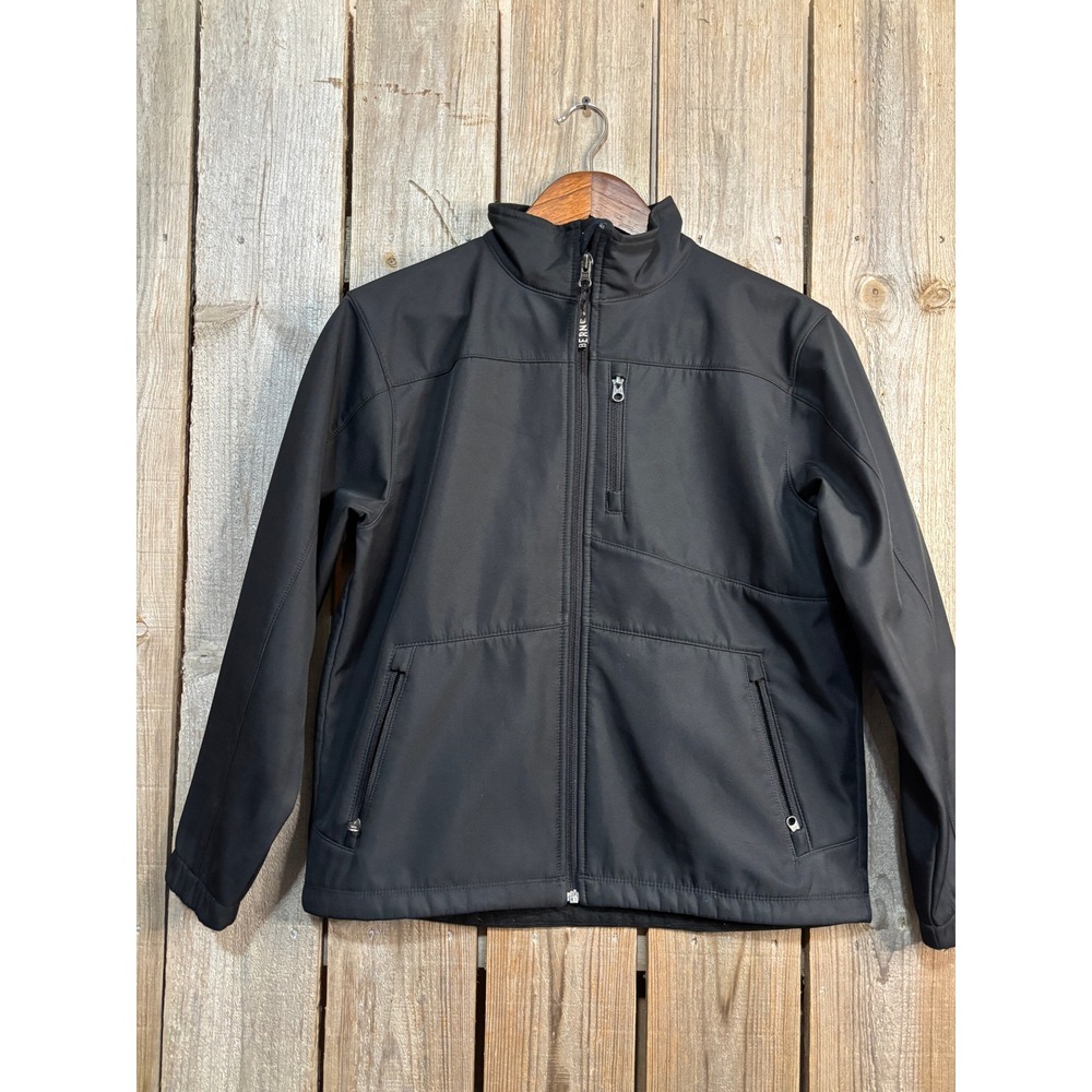 Berne BJS200 Mens‎ Softshell Jacket Black Full Zip Fleece Lined Workwear Large